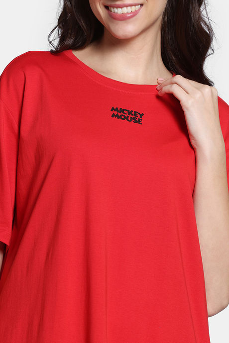Zivame 2 Mile Fashion Knit Cotton Oversized Knee Length Loungewear Dress - High Risk Red — image 7